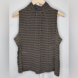 Jones New York Black & Tan Sleeveless Mock-Neck Blouse (8P)